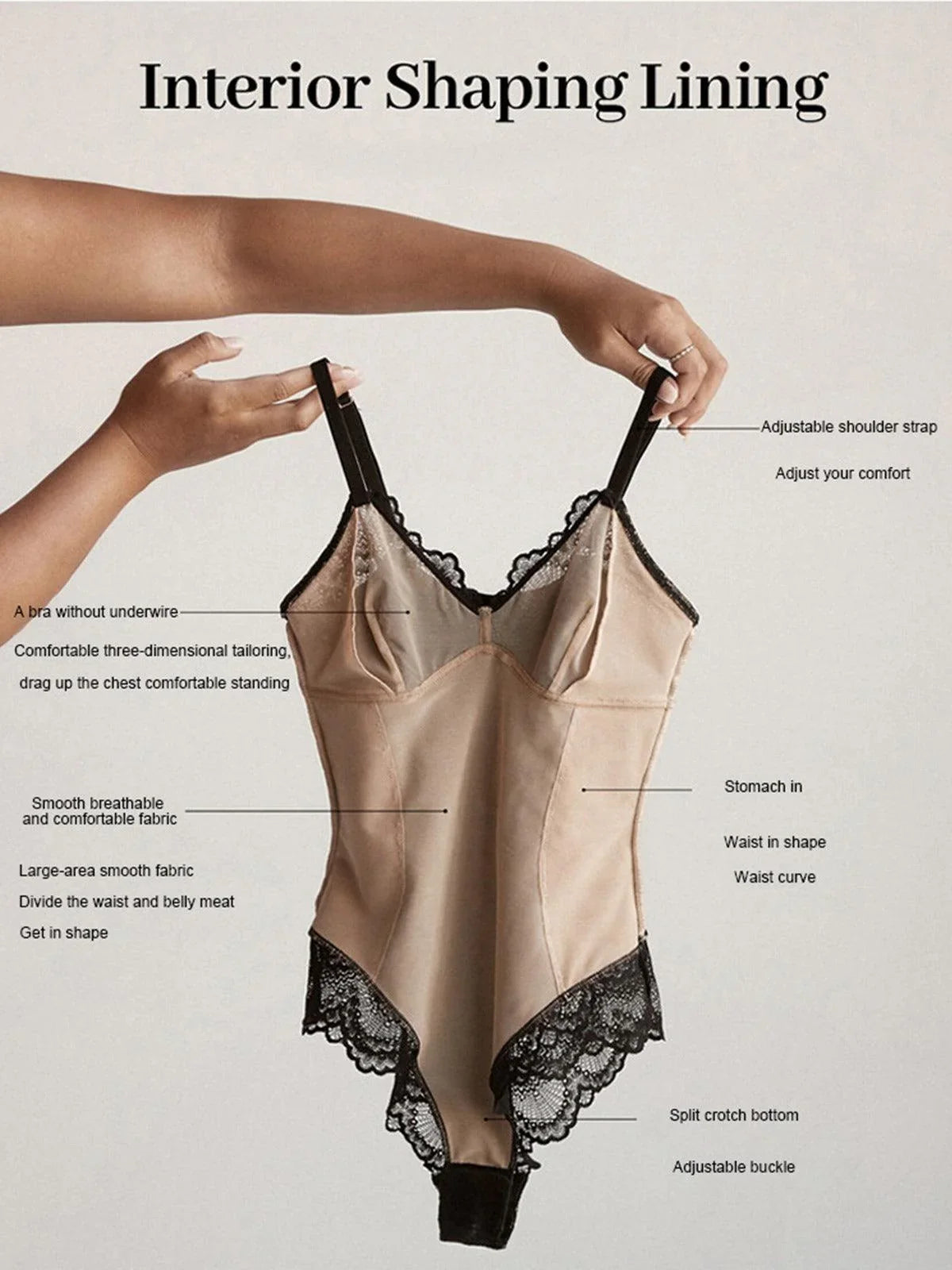 Lace Mesh Tummy Control Deep V Bodysuits