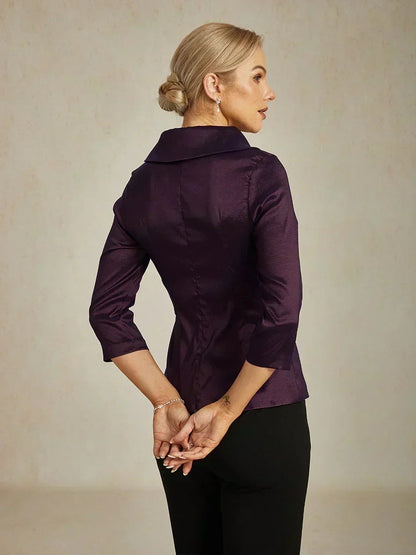 3/4 Sleeve Taffeta Blouse