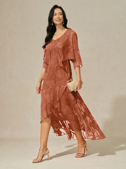Floral Sheer Chiffon 3/4 Sleeve Shrug