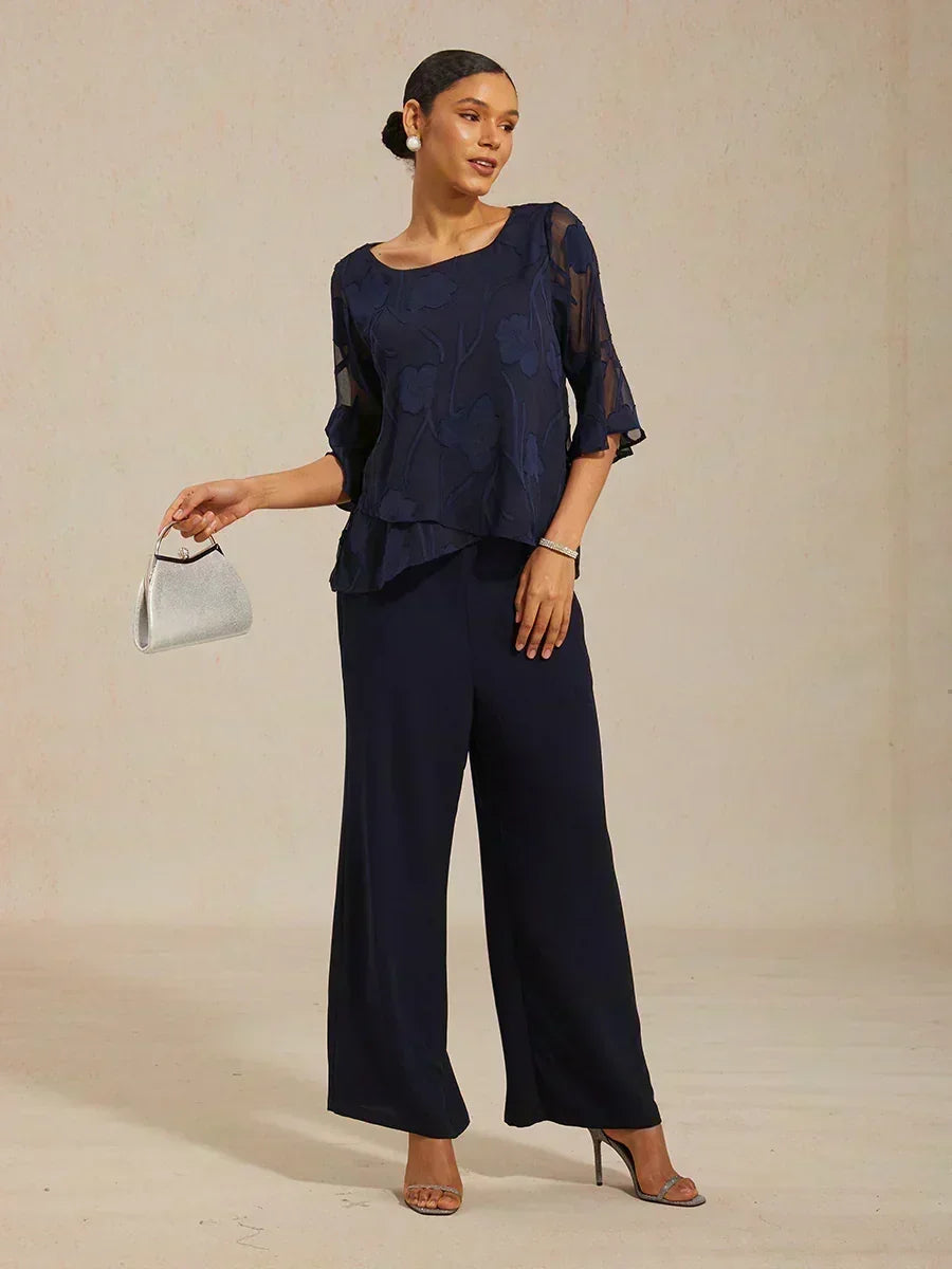 Dressy Chiffon Asymmetric Hem Blouse