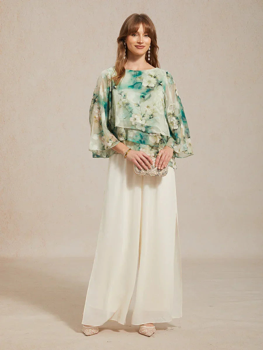 Straight Leg Chiffon Pants