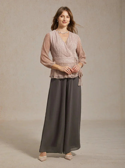 Straight Leg Chiffon Pants