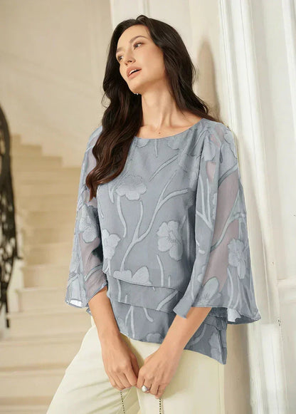 Chiffonbluse mit Blumenmuster und Lagenmuster