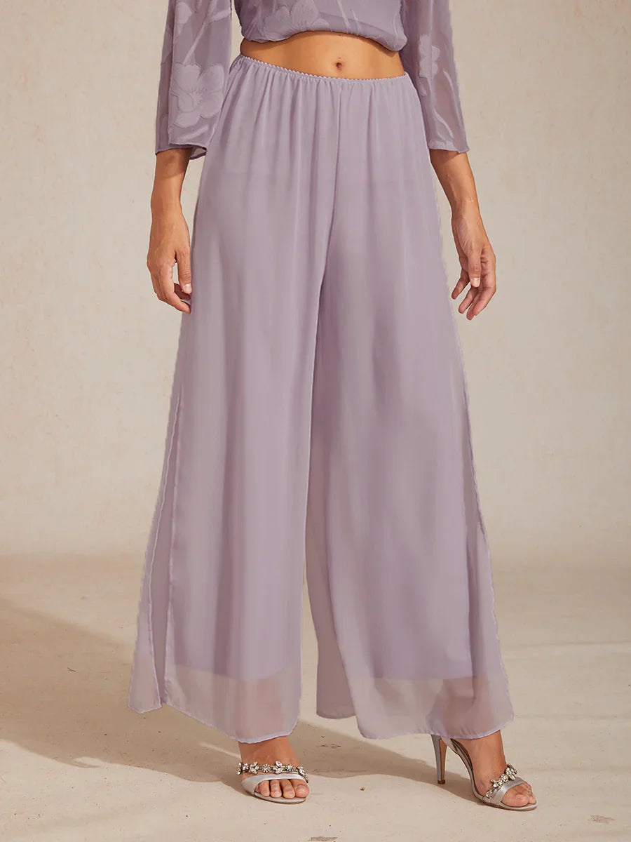 Straight Leg Chiffon Pants