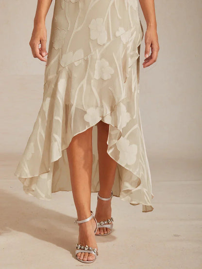 Floral Chiffon Sleeveless Gown