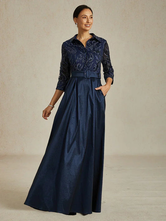 Stretch Taffeta Embroidered Cocktail Dress with Paisley Sequin Bodice