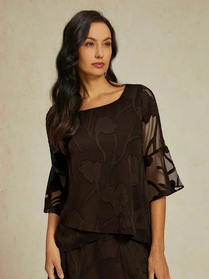 Dressy Chiffon Asymmetric Hem Blouse