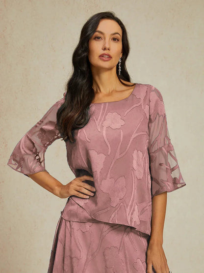 Dressy Chiffon Asymmetric Hem Blouse