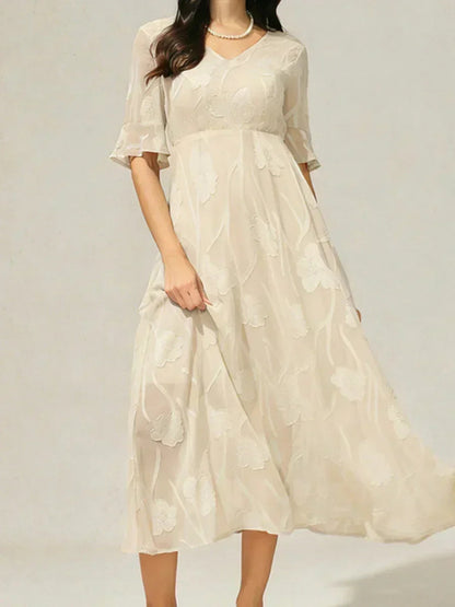 Ruffle Flutter Lace Maxi Dress