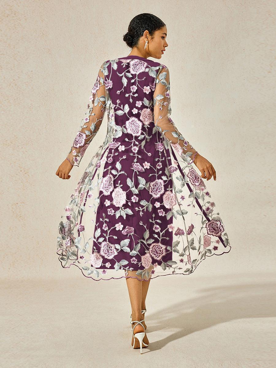 Lace Embroidered Floral Dress Set