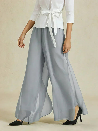 Straight Leg Chiffon Pants