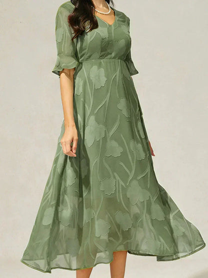 Ruffle Flutter Lace Maxi Dress