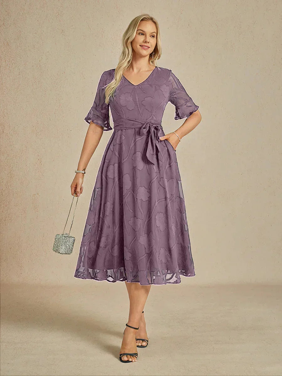 Ruffle Flutter Lace Maxi Dress