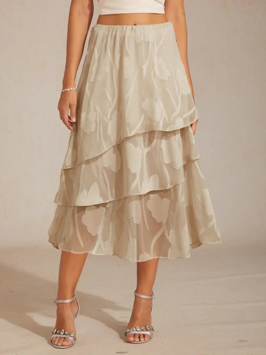 Floral Chiffon Midi Skirt