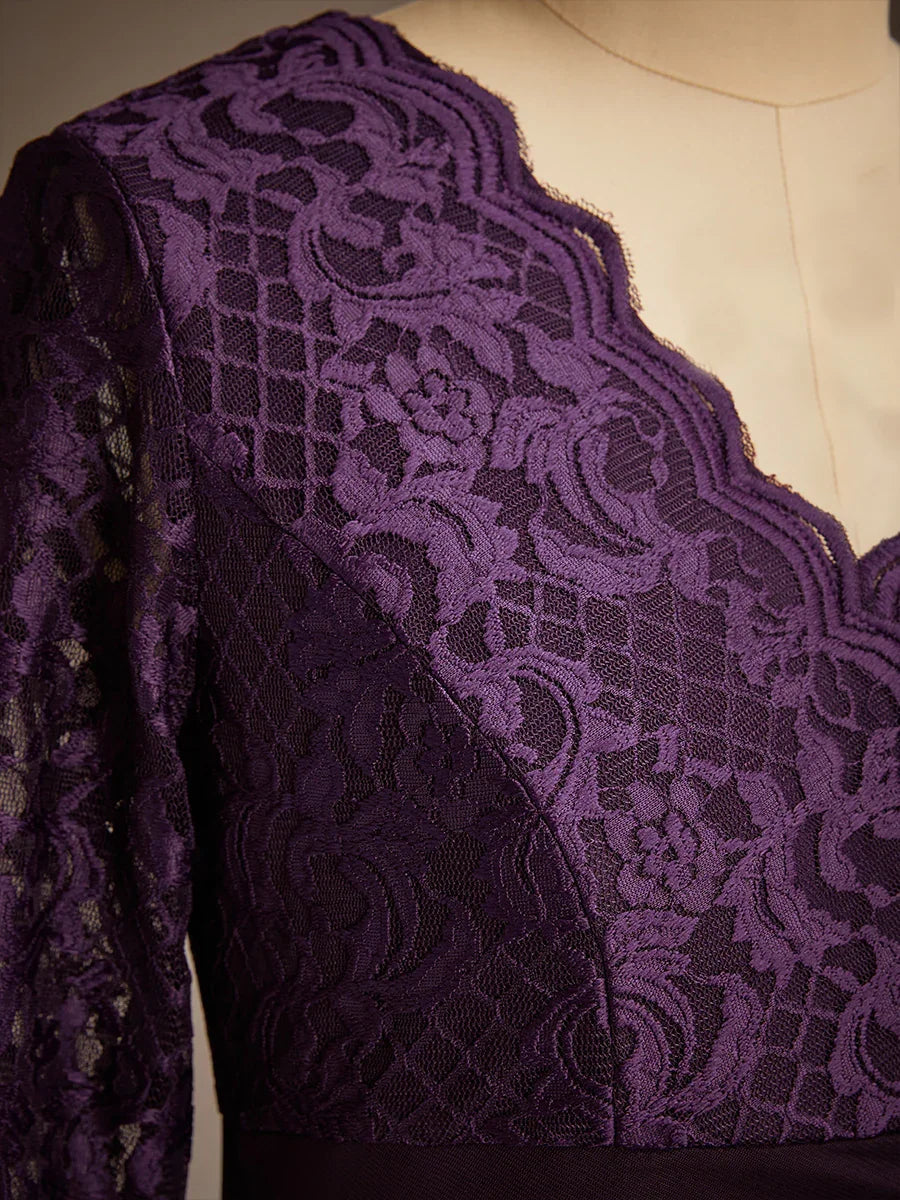 Lace A-Line Empire Waist Dress with Beaded Detail