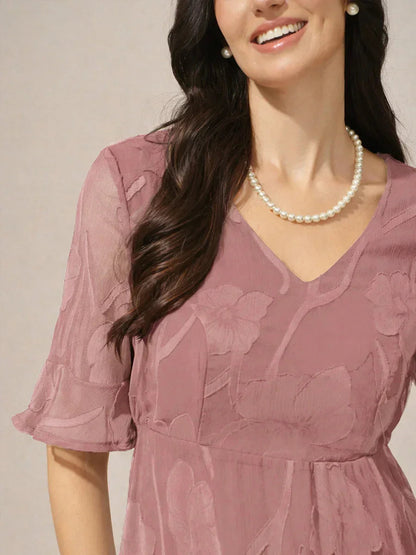 Ruffle Flutter Lace Maxi Dress