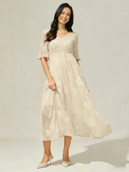 Ruffle Flutter Lace Maxi Dress