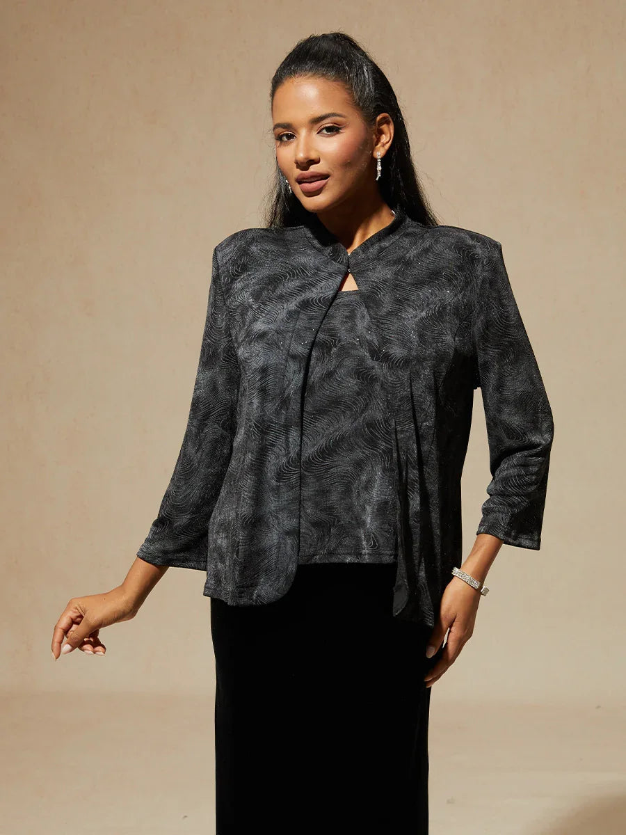 Glitter Knit Mandarin Jacket and Tank Twinset