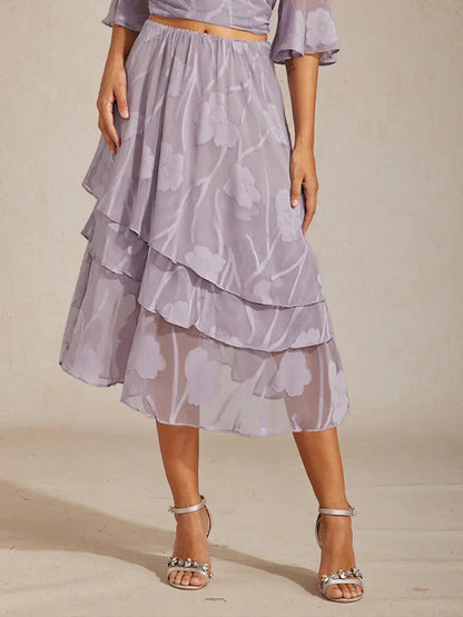Floral Chiffon Midi Skirt