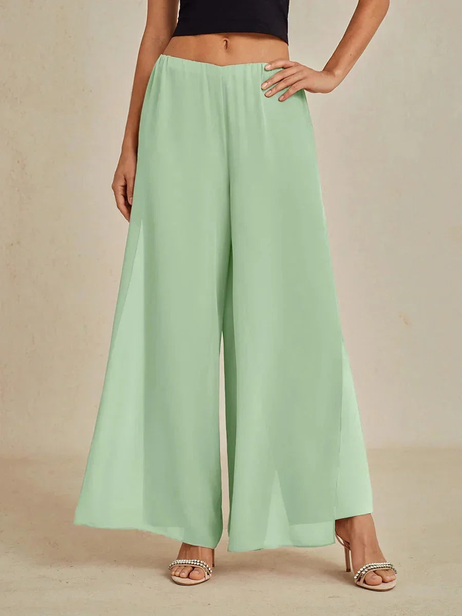 Hose mit geradem Bein und Chiffon-Überzug mit Schlitz am Bein