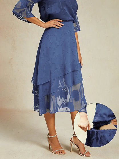 Floral Chiffon Midi Skirt