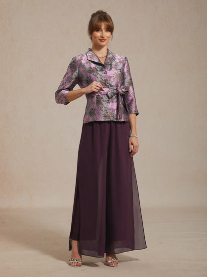 Straight Leg Pant With Chiffon Split Leg Overlay