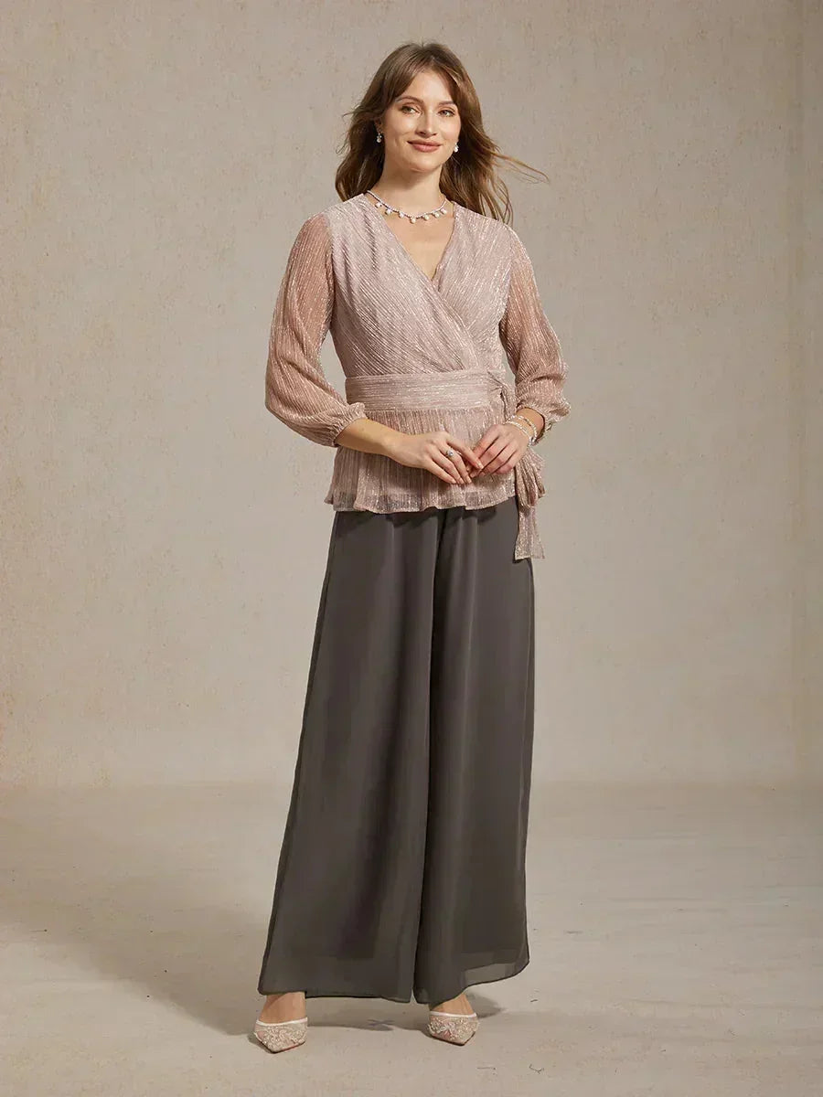 Straight Leg Chiffon Pants