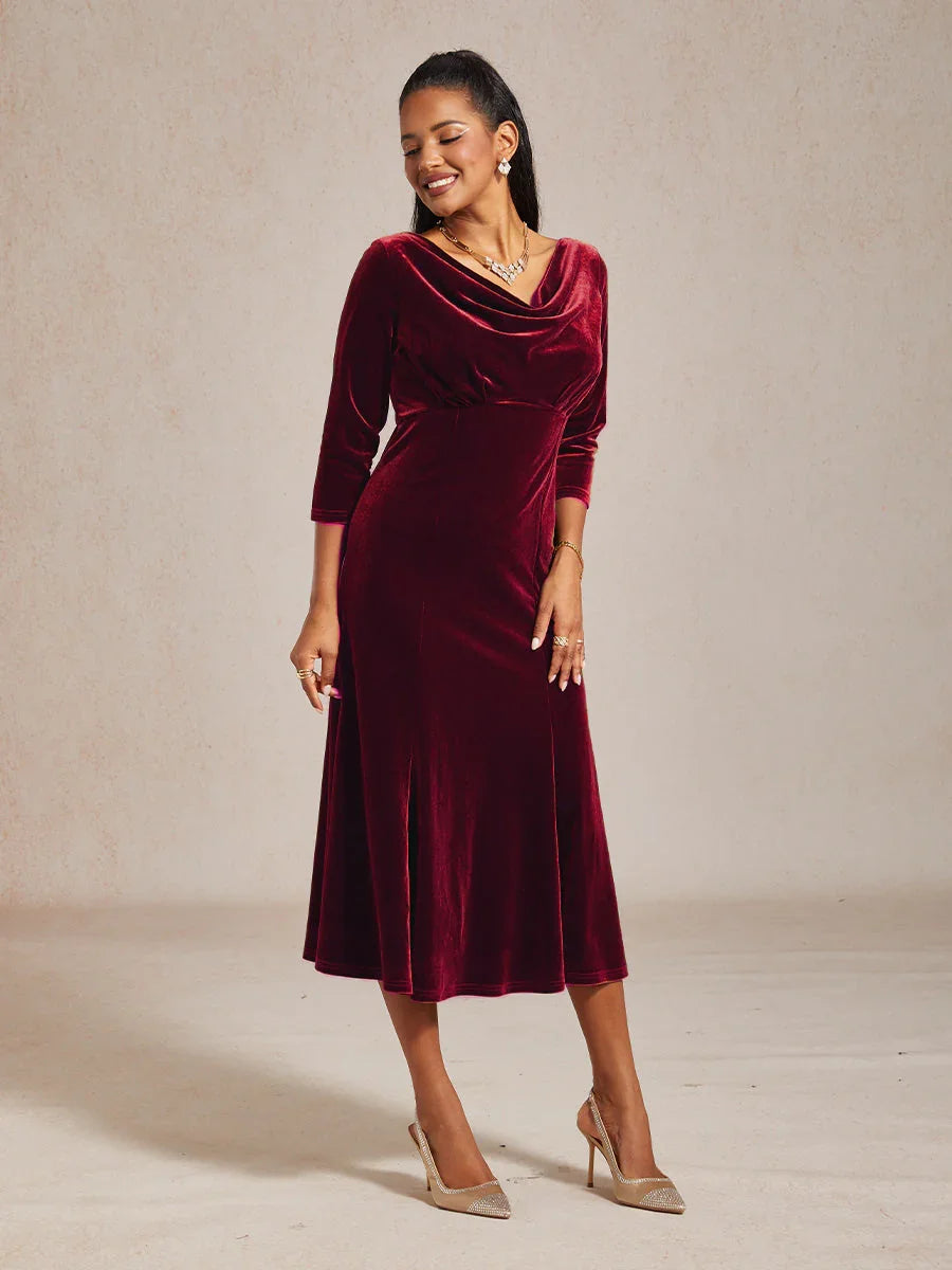 Midikleid aus hochelastischem Samt