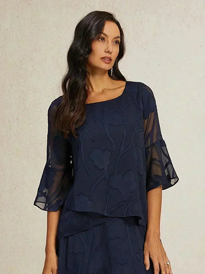 Dressy Chiffon Asymmetric Hem Blouse
