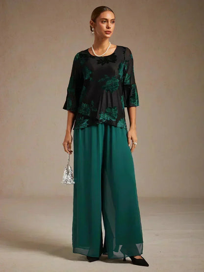 Hose mit geradem Bein und Chiffon-Überzug mit Schlitz am Bein