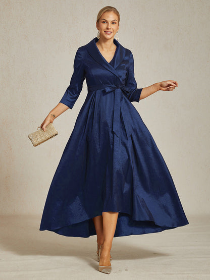 Stretch Taffeta Cocktail Dress with Tie Belt
