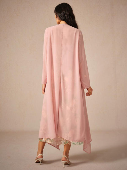 Chiffon-Kleid-Set mit bestickter Spitze
