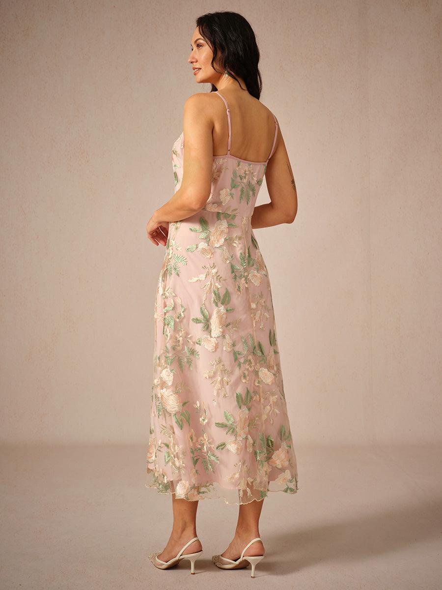 Chiffon-Kleid-Set mit bestickter Spitze