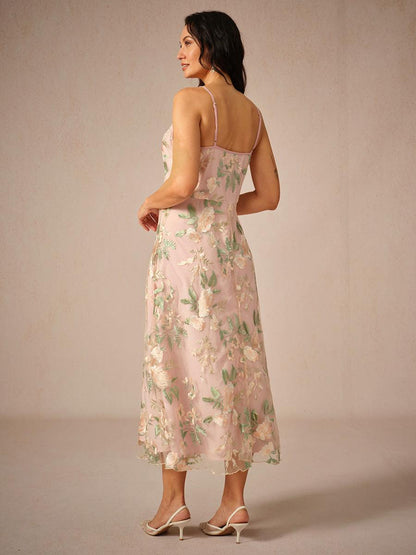 Chiffon-Kleid-Set mit bestickter Spitze