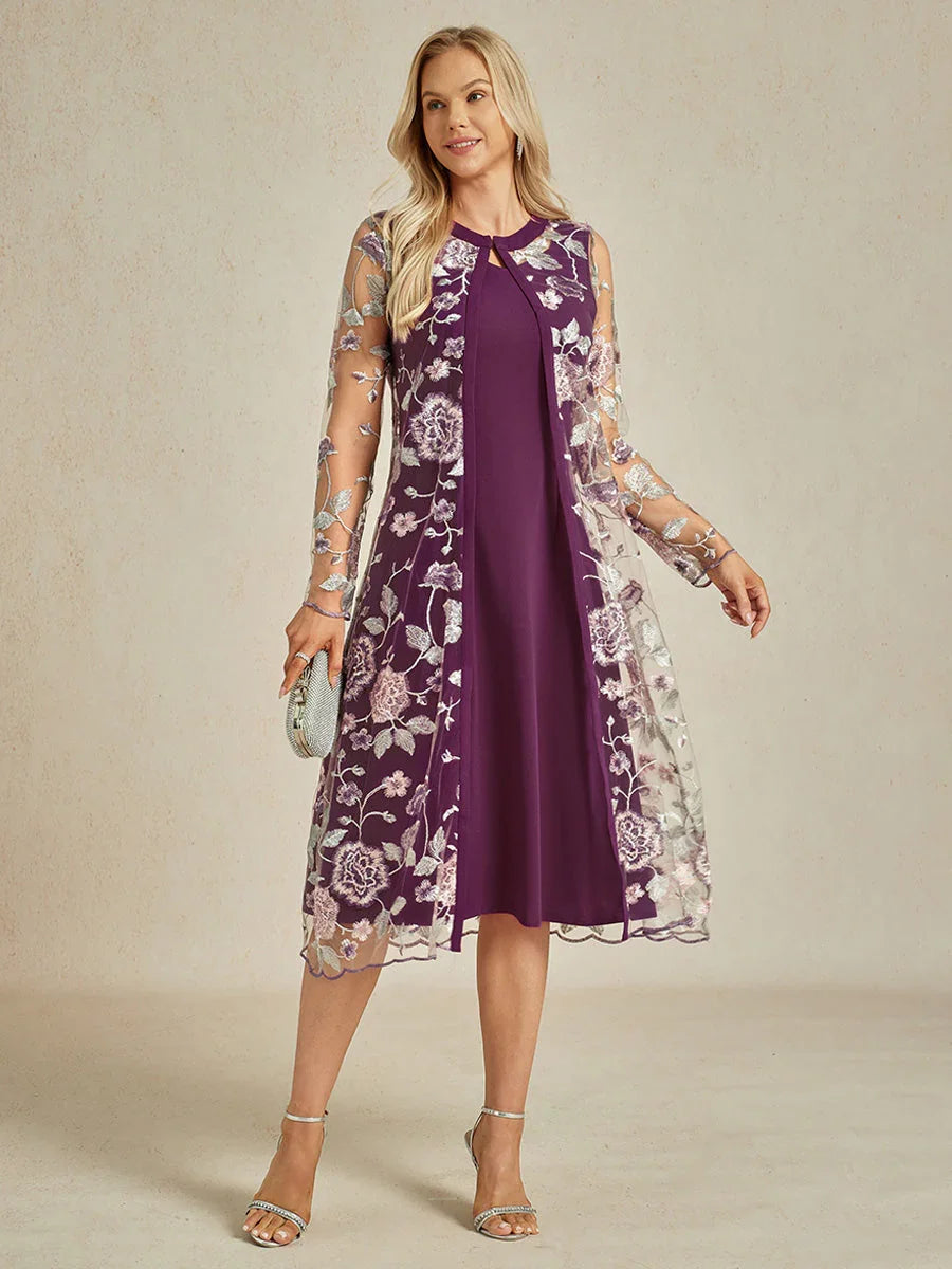 Lange Jacke aus Spitze mit Blumenstickerei