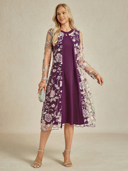 Lange Jacke aus Spitze mit Blumenstickerei
