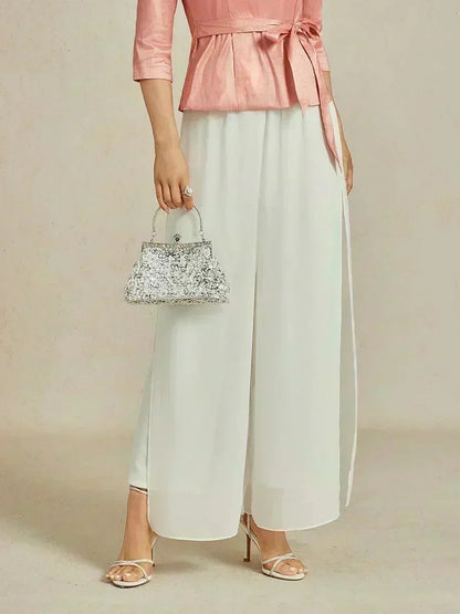 Straight Leg Chiffon Pants