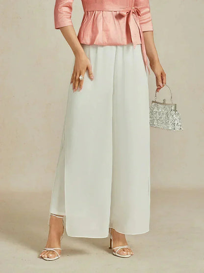 Straight Leg Pant With Chiffon Split Leg Overlay
