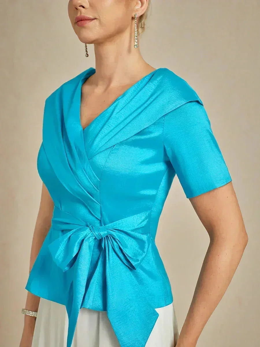 Bluse aus Stretch-Taft mit Ellenbogenärmeln