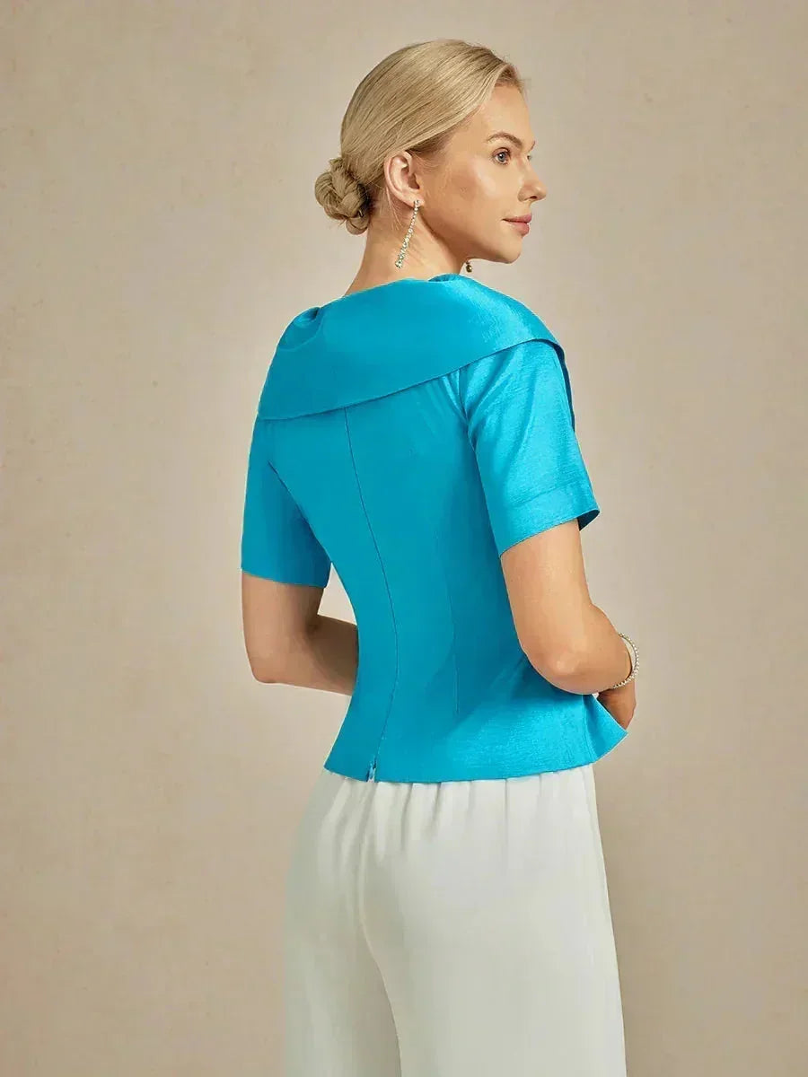 Bluse aus Stretch-Taft mit Ellenbogenärmeln