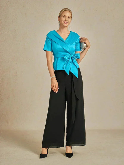 Bluse aus Stretch-Taft mit Ellenbogenärmeln