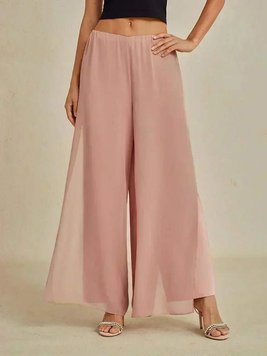 Straight Leg Chiffon Pants