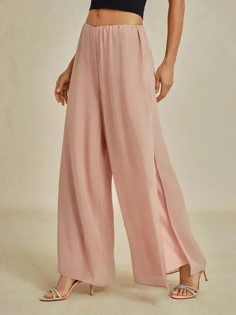 Straight Leg Chiffon Pants