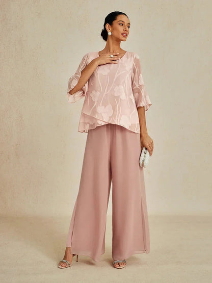 Straight Leg Chiffon Pants