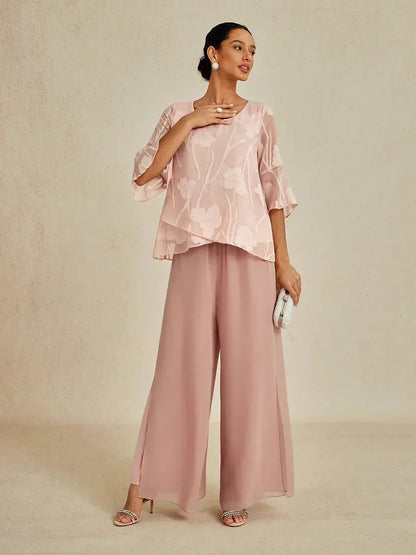 Straight Leg Chiffon Pants