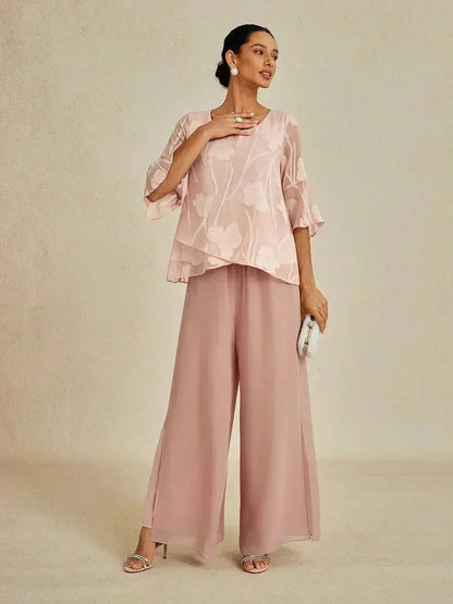 Straight Leg Chiffon Pants