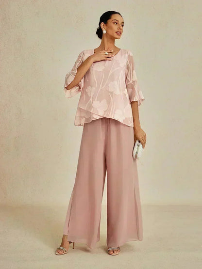 Straight Leg Chiffon Pants