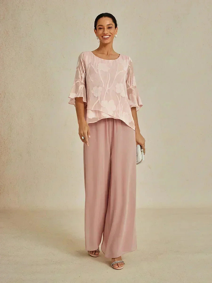 Straight Leg Chiffon Pants