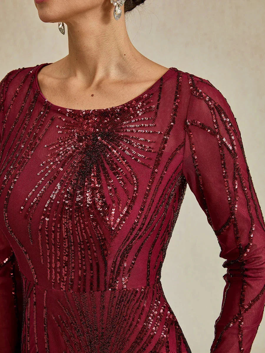 Bodenlanges Meerjungfrauenkleid mit Perlen und Pailletten