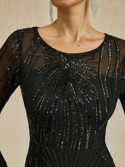 Bodenlanges Meerjungfrauenkleid mit Perlen und Pailletten